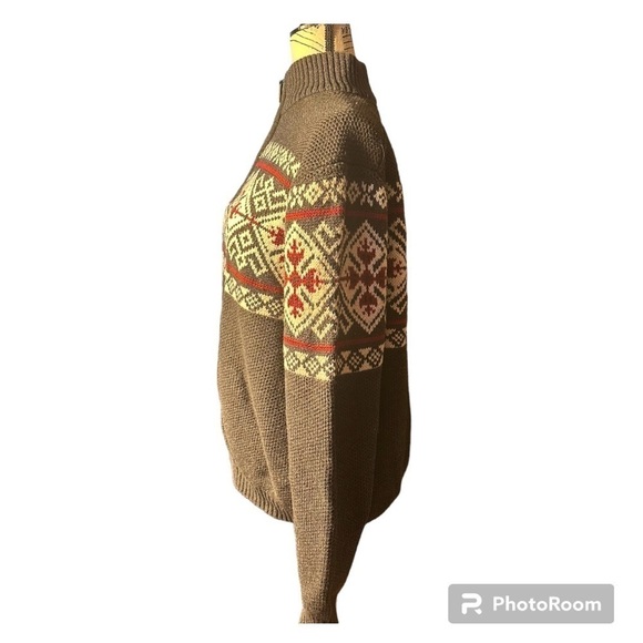 IZOD Heavy Warm 1/4 Zip Sweater Gray Red Cream 2XL - Picture 3 of 7